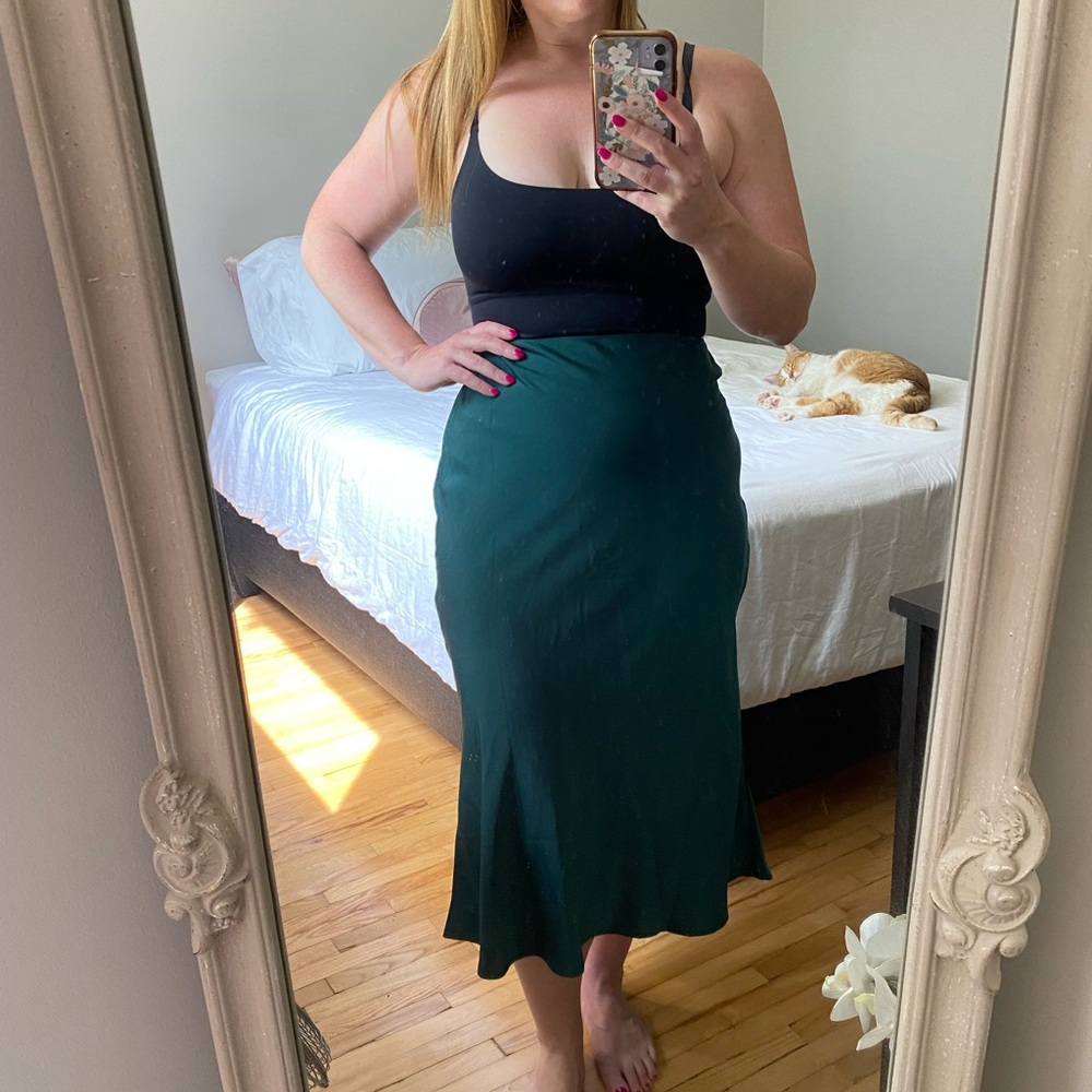 Blue Ivy emerald green silky skirt